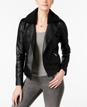 French Connection Faux-shearling-collar Moto Jacket