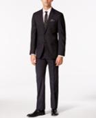 Tallia Men's Charcoal And Blue Plaid Slim Fit Suit