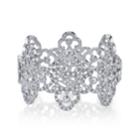 2028 Silver Tone Crystal Filigree Magnetic Cuff Bracelet