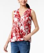 I.n.c. Printed Sleeveless Surplice Top, Created For Macy's