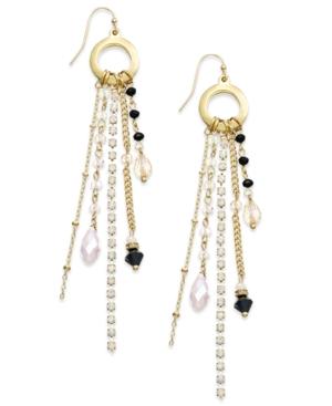 Inc International Concepts Gold-tone Circle Pink And Jet Fringe Drop Earrings, Only At Macy's