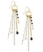 Inc International Concepts Gold-tone Circle Pink And Jet Fringe Drop Earrings, Only At Macy's