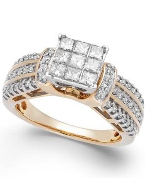Diamond Square Halo Ring In 14k Gold (1 Ct. T.w.)