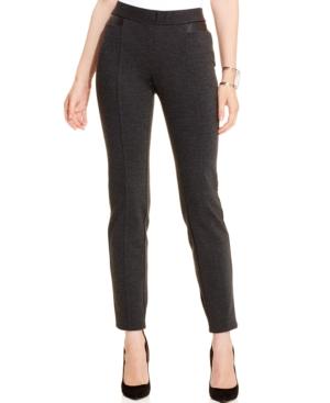 Alfani Faux-leather-trim Tummy-control Pants, Only At Macy's