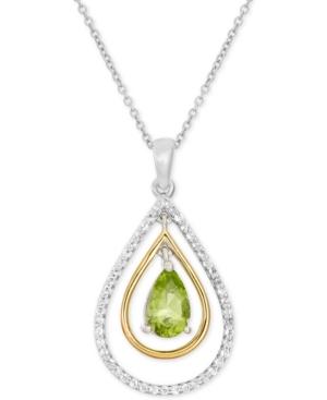 Peridot (9/10 Ct. T.w.) And White Topaz (2/5 Ct. T.w.) Pendant Necklace In 14k Gold And Sterling Silver