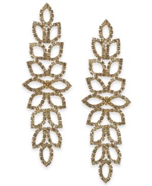 Thalia Sodi Gold-tone Rhinestone Leaf Drop Earrings, Created For Macy's