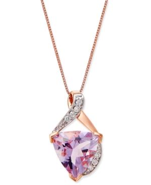 Pink Amethyst (3 Ct. T.w.) And Diamond Accent Pendant Necklace In 14k Rose Gold