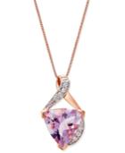 Pink Amethyst (3 Ct. T.w.) And Diamond Accent Pendant Necklace In 14k Rose Gold