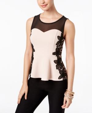 Thalia Sodi Lace-inset Peplum Top, Only At Macy's