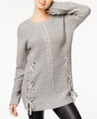 Hooked Up By Iot Juniors' Lace-up Cable-knit Sweater