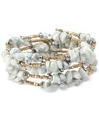Kenneth Cole New York Two-tone White Stone Chip Coil Bracelet