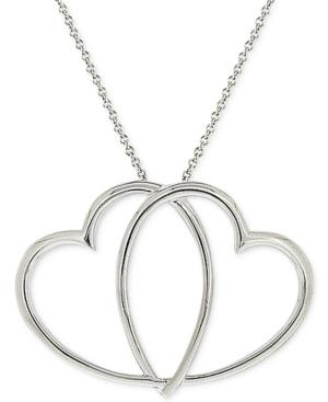 Giani Bernini Double Heart Pendant Necklace In Sterling Silver