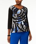 Alfred Dunner Printed Patchwork Top