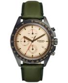 Fossil Men's Chronograph Sport 54 Green Leather Strap Watch 44mm Ch3049