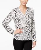 Inc International Concepts Printed Zip-front Blouse, Only At Macy's