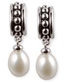 Cultured Freshwater Pearl Hoop Earrings In Sterling Silver