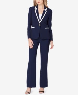 Tahari Asl Petite Contrast-trim Pantsuit