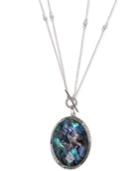 Judith Jack Sterling Silver Convertible Large Abalone Disc Pendant Necklace