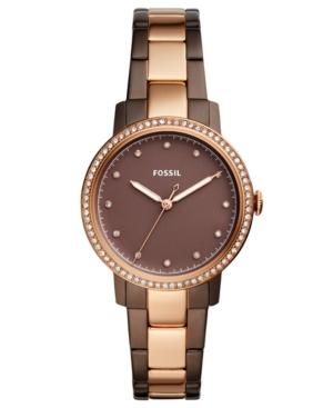 Fossil Women's Neely Brown & Rose Gold-tone Stainless Steel Bracelet Watch 35mm