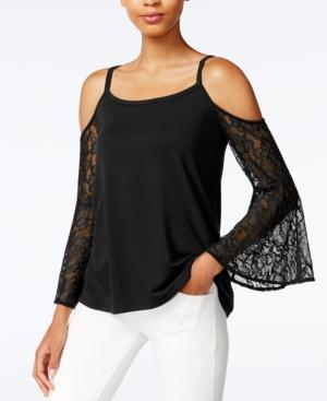 Kensie Cold-shoulder Lace-sleeve Top