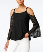 Kensie Cold-shoulder Lace-sleeve Top