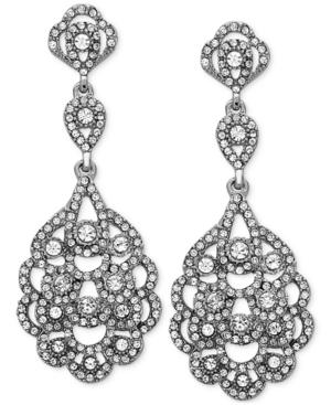 Nina Silver-tone Geometric Crystal Drop Earrings