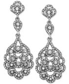 Nina Silver-tone Geometric Crystal Drop Earrings