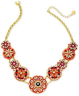 Kate Spade New York Gold-tone Multi-stone, Bead, Imitation Pearl & Leather Statement Necklace, 18 + 3 Extender