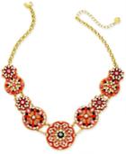 Kate Spade New York Gold-tone Multi-stone, Bead, Imitation Pearl & Leather Statement Necklace, 18 + 3 Extender