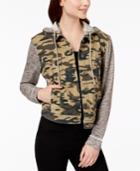 Tinseltown Juniors' Camo-print Denim Hoodie