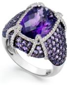Sterling Silver Amethyst (9 Ct. T.w.) And White Topaz (1/2 Ct. T.w.) Ring