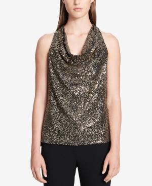 Calvin Klein Sequined Cowl-neck Top