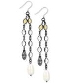 Lucky Brand Hematite-tone Multi-crystal & Imitation Pearl Linear Drop Earrings