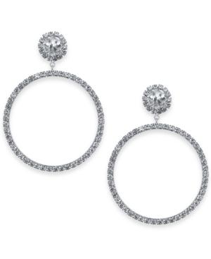 Kate Spade New York Silver-tone Crystal Door Knocker Drop Hoop Earrings