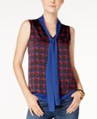 Tommy Hilfiger Printed Tie-neck Shell, Only At Macy's