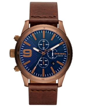 Diesel Men's Chronograph Rasp Chrono 46 Brown Leather Strap Watch 46mm