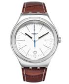 Swatch Unisex Swiss Appia Brown Croc-embossed Leather Strap Watch 41mm Yws401