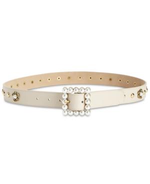 Steve Madden Imitation-pearl Embellished Belt