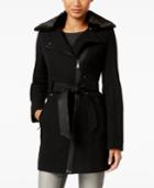Guess Faux-fur-collar Mixed-media Asymmetrical Coat