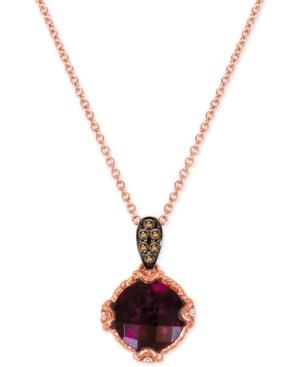 Le Vian Chocolatier Rhodolite Garnet (2-1/2 Ct. T.w.) And Diamond (1/10 Ct. T.w.) Pendant Necklace In 14k Rose Gold