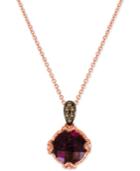 Le Vian Chocolatier Rhodolite Garnet (2-1/2 Ct. T.w.) And Diamond (1/10 Ct. T.w.) Pendant Necklace In 14k Rose Gold