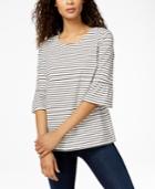Charter Club Striped Bell-sleeve Top, Created For Macy's