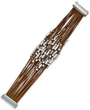 Silver-tone Beaded Cord Bracelet