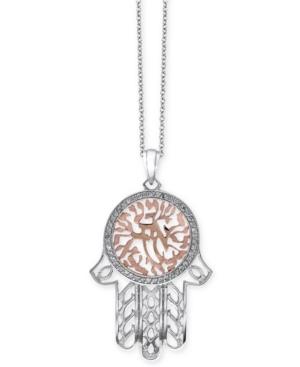 Effy Diamond (1/5 Ct. T.w.) Hamsa Pendant Necklace In 14k White And Rose Gold