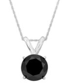 14k White Gold Necklace, Black Diamond Bezel Pendant (1 Ct. T.w.)