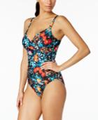 Calvin Klein Exotic Poppy Tummy-control One-piece Swimsuit Women's Swimsuit