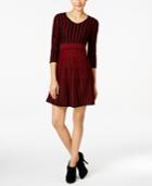 Ny Collection Petite Striped Fit & Flare Sweater Dress