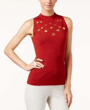 Inc International Concepts Sleeveless Grommet-trim Sweater, Only At Macy's
