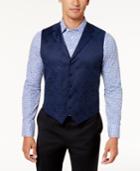 Tallia Men's Slim-fit Navy Lace Floral Pattern Vest