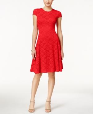 Alfani Lace Jacquard Fit & Flare Dress, Only At Macy's